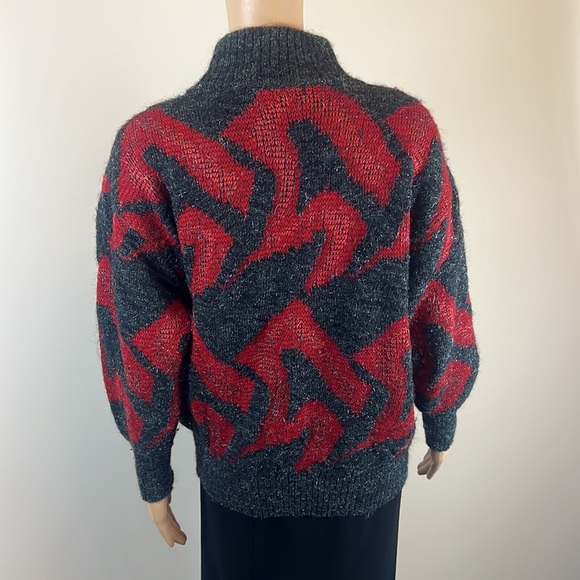 Vintage Courreges red and grey mock neck sweater - Picture 4 of 5